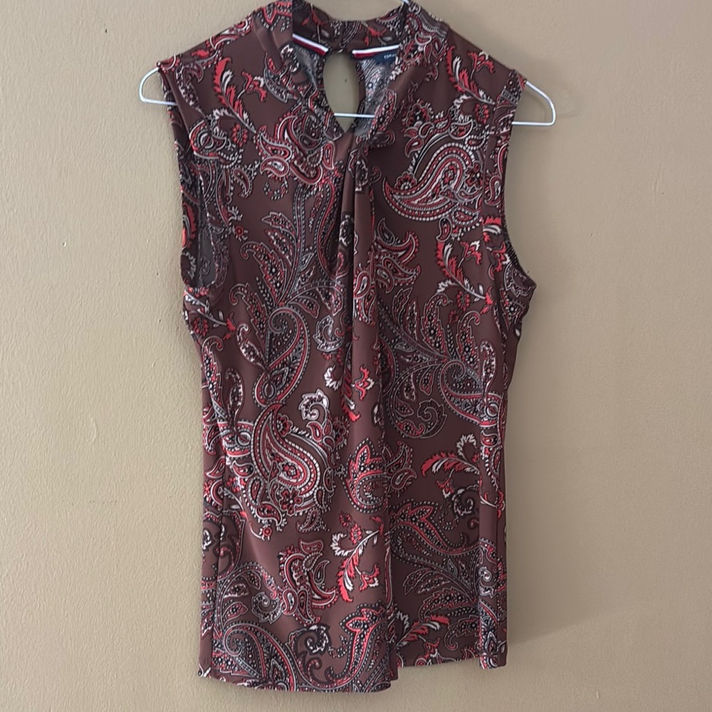 Tommy Hilfiger Red Asymmetrical Sleeveless Blouse